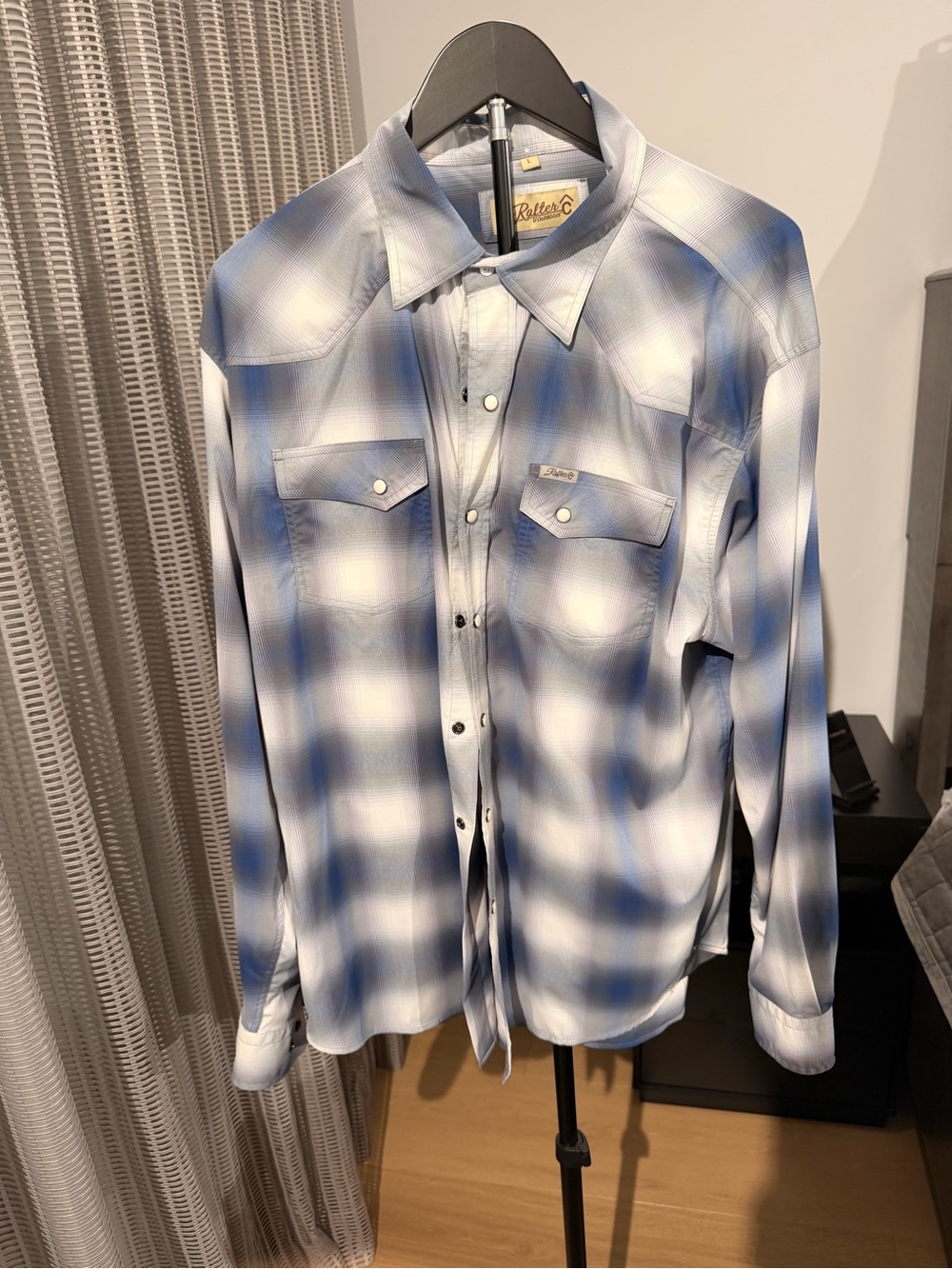 Men's Blue Plaid Western Shirt Rafters